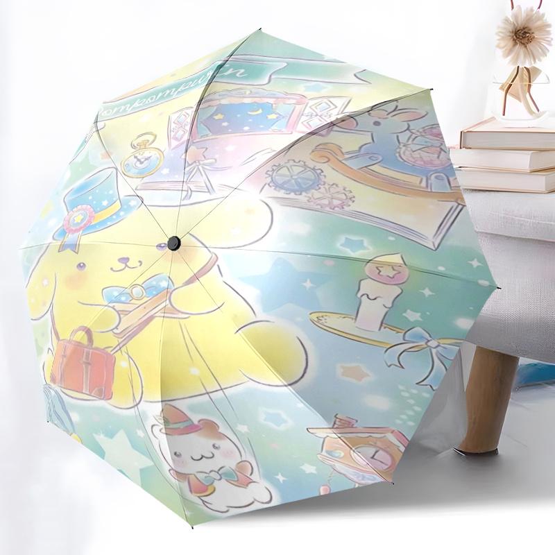 1pc Pomkompurin Automatic Opening/Closing Umbrella with Portable Tri-Fold Design, 8-Bone Iron Frame, Outdoor Use, Festival Gift Suitable for Fans, Tra
