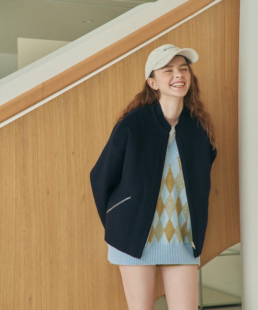 Near&Dear Zip-Up Handmade Short Jacket_Navy