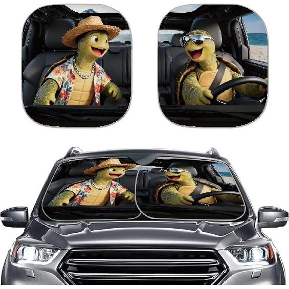2-Piece Cactus Windshield Sunshade Floral Foldable Car Front Window Sun Shades for Most Sedans SUVs Trucks Tesla Blocks UV Rays and Keeps Your