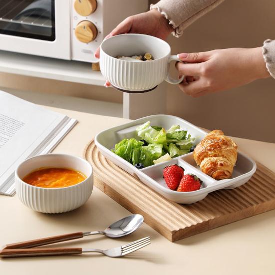 Керамическая чашка для молока с ручкой, безопасная чашка для бульона, эстетичные миски для завтрака, безопасная для микроволновки и духовки, посуда для дома, ресторана на открытом воздухе