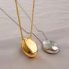 New Brushed Metal Oval Pendant Geometric Long Necklace Women Sweater Chain Luxury Charm Thin Chain Party Elegant Jewelry Gifts N