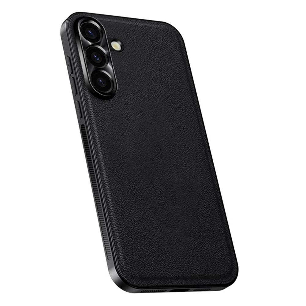 For Samsung Galaxy S24+ Case PU+TPU+PC Phone Back Cover with Metal Lens Frame