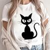 Черная кошка Футболка Рубашка Милый котенок Футболка Котенка Футболка Подарок для любителя кошек Футболки Модная Повседневная Футболки для кошатниц Короткий рукав