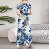 Женские повседневные модные длинные платья с принтом, платья с V-образным вырезом и коротким рукавом