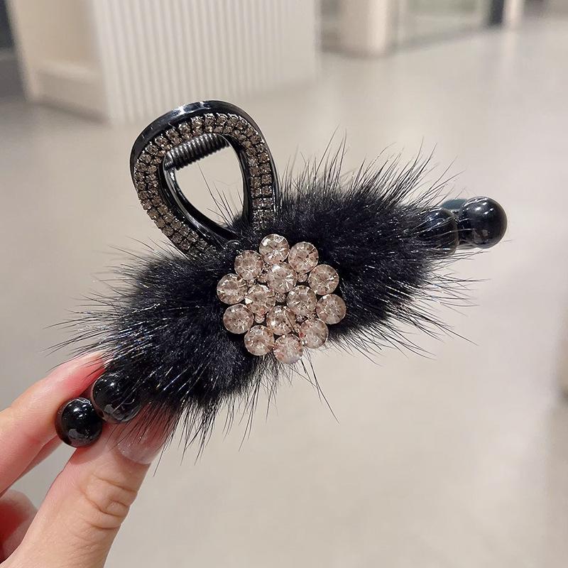 2024 Peony Feather Tassel Hairpin: Fluffy Hair Volume Boost Shark Clip