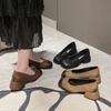 High Heels Women's Spring 2024 New Korean Version Color Matching Thick Heel Fashion Single Shoes Square Head Light Mouth Mary Jane Shoes