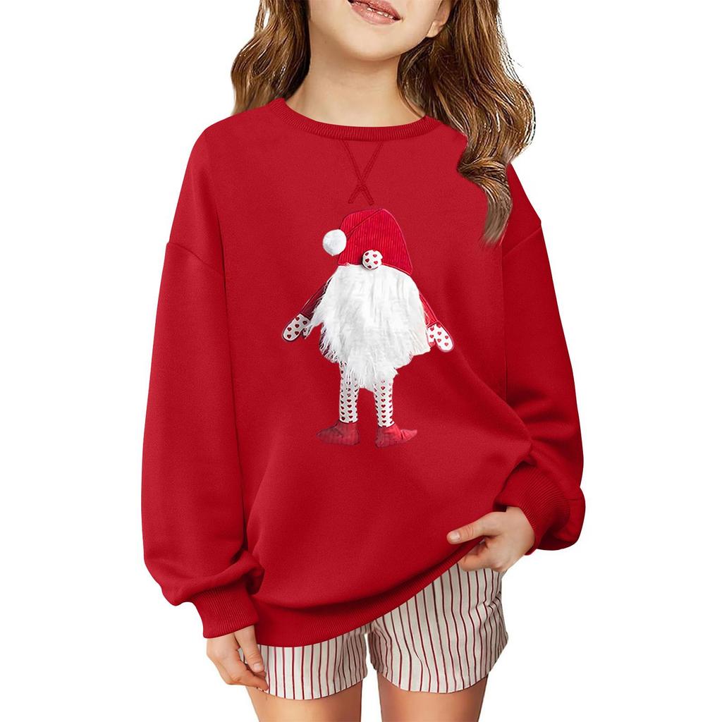 Children's Fashionable Casual Long-sleeved Loose Christmas Print Pullover Sweatshirt