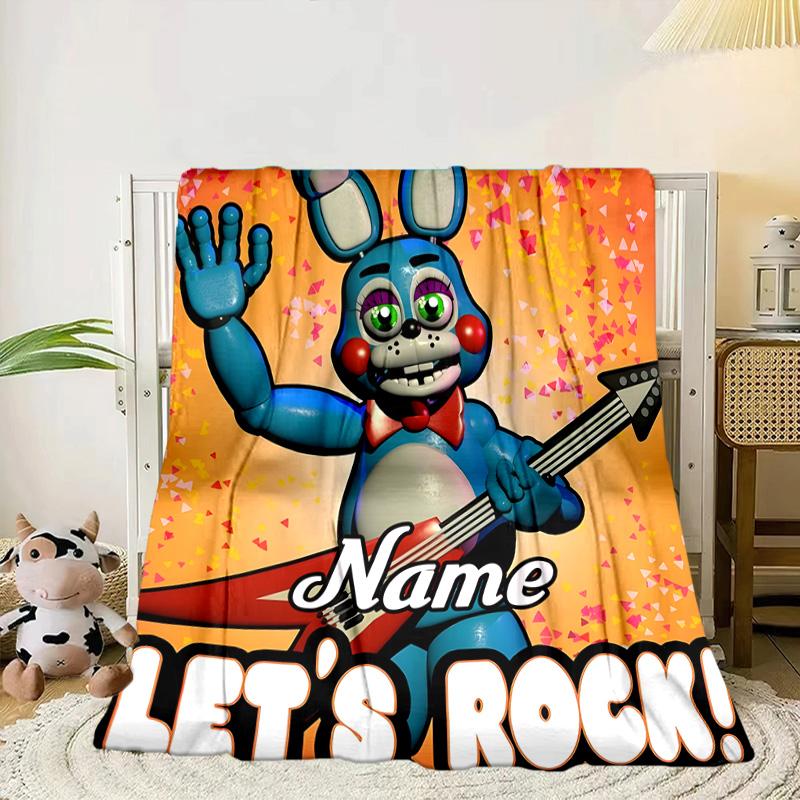 Custom Name Five Nights horror Theme Blanket bed sofa Blanket Flannel Blanket for Camping, Hiking, Picnic Essentials,gift for family and friends