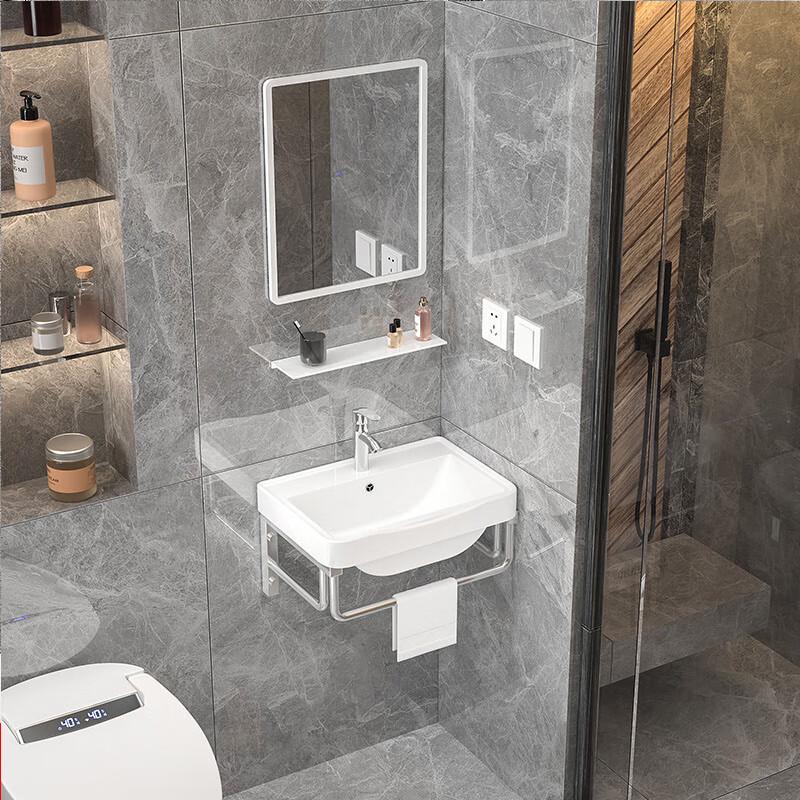 Square Ceramic Wall-Mounted Bathroom Sink