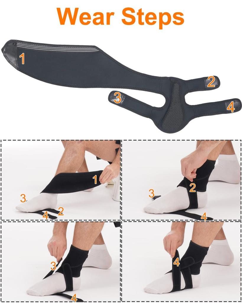 LITATA Foot Drop Orthotic Drop Foot Breathable Adjustable Ankle Black Support, Brace, Neoprene, Brace, (LEFT)