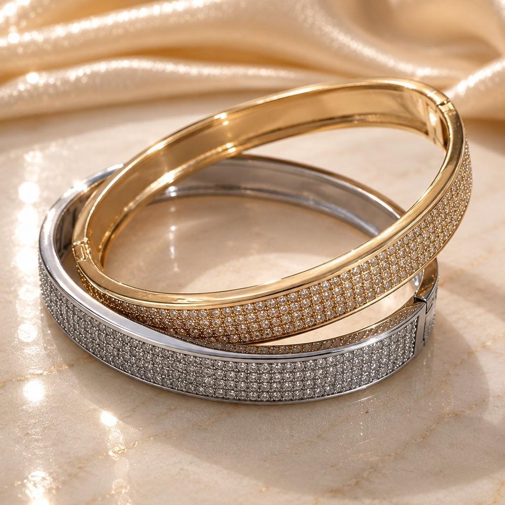 Glitter Inlaid Zirconium Bracelet New Style European and American Exquisite French Light Luxury High-end Jewelry