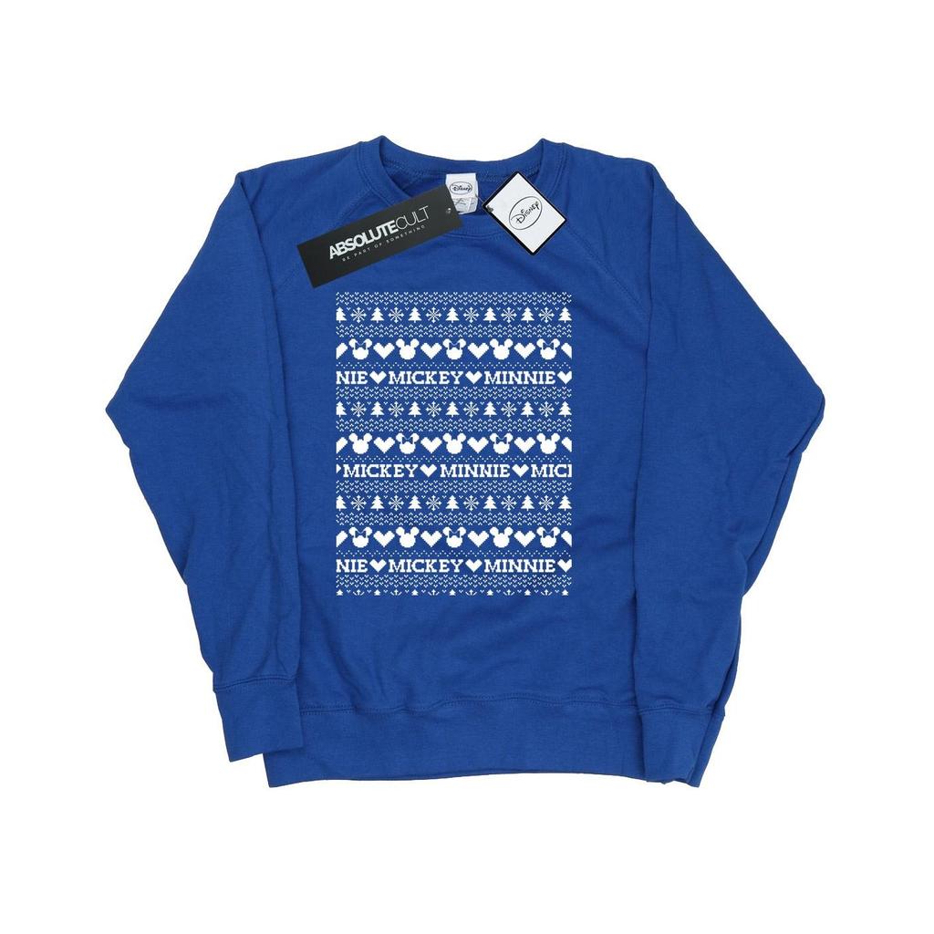 Disney Womens/Ladies Mickey And Minnie Christmas Fair Isle Sweatshirt