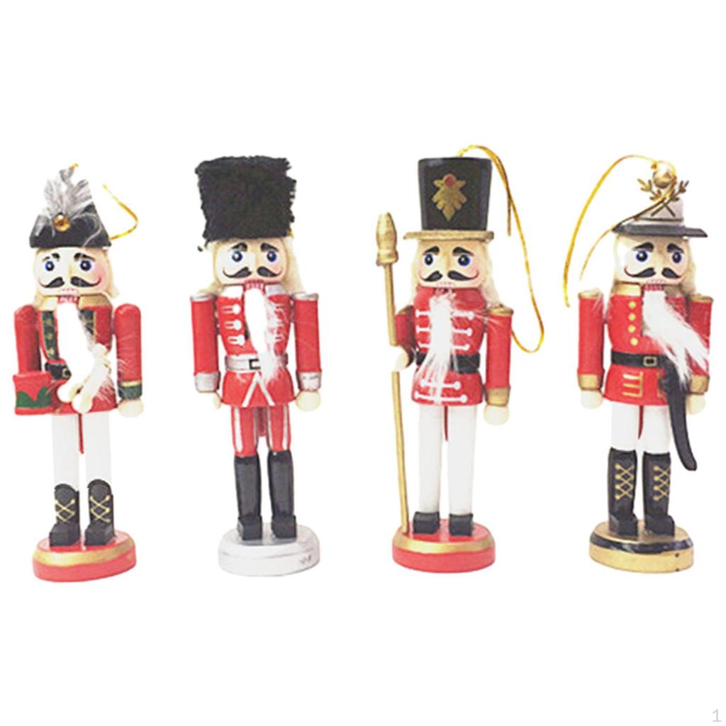 4x Christmas Nutcracker Hanging Decor, Xmas Tree Pendants Display, Party Favor Reusable