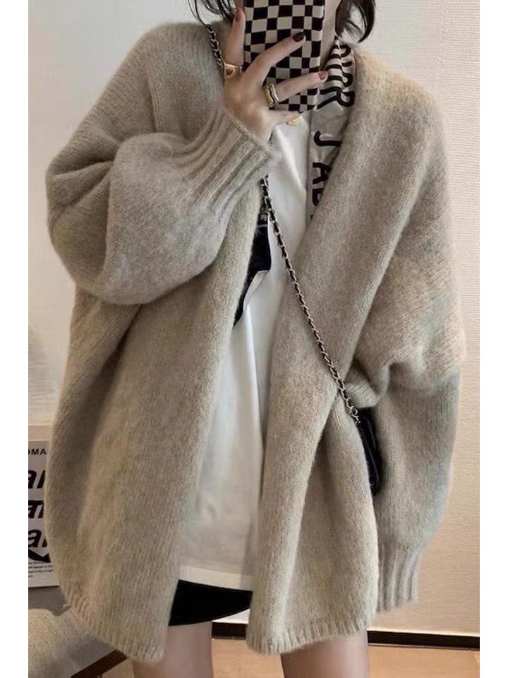 Autumn/Winter 2025 Women's Loose Knit Cardigan - Soft & Cozy Mid-Length Sweater