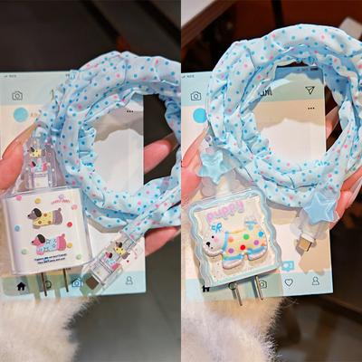 Милые животные щенок зарядное устройство кабель для передачи данных органайзер защитный чехол наборы для iPhone 18 Вт 20 Вт чехол для зарядного устройства защита от поломки провода зажимы на провод оболочка