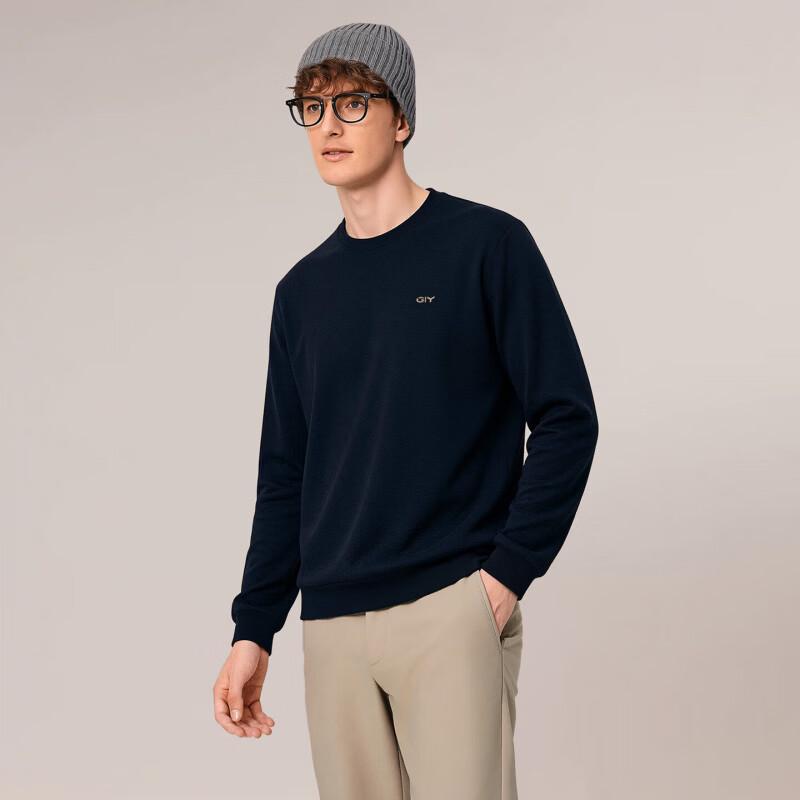 Goldlion Men's Wool-Blend Antibacterial Long-Sleeve Crew Neck T-Shirt
