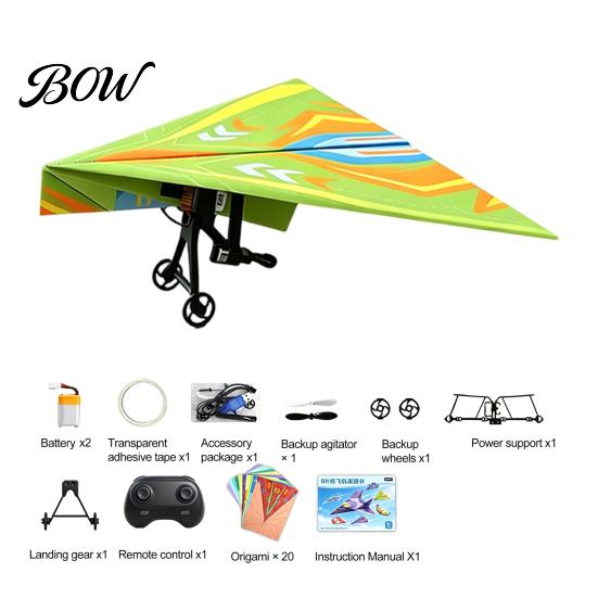 Flying Toys with Gyroscope Stabilization Remote Control Paper Airplane Kit, Gyro Stabilizer, Dual Propellers, DIY Electric Rechargeable Plane RC Set,