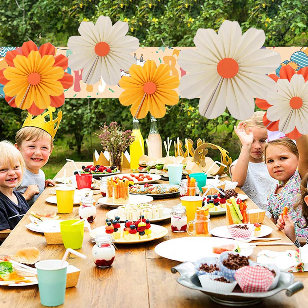 9pcs DIY Crafts Folding Fan Hanging Ornaments Garlands Daisy Hanging Banners Kindergarten Classroom