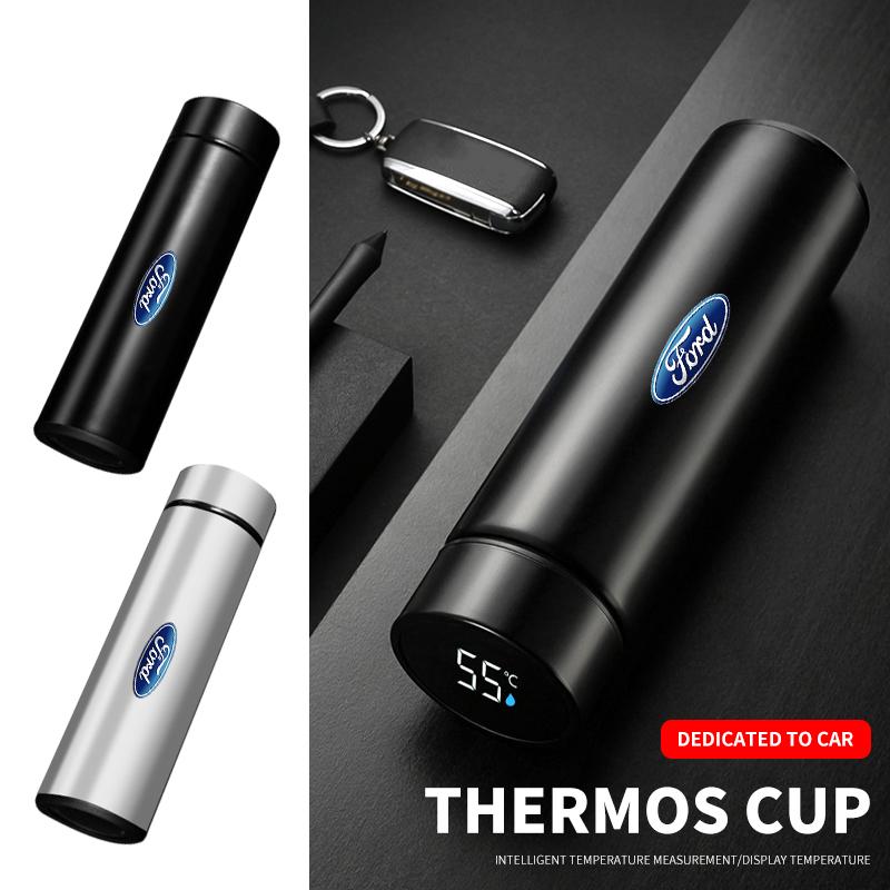 500ML Stainless Steel Intelligent Temperature Display LED Thermos Cup For Ford FOCUS Mondeo Fiesta Kuga Ecosport Fusion