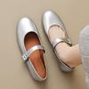 Fashion Lolita Silver Ballets Shoes Woman Belt Buckle Round Toe Mary Janes Soft Soled Flats Women Mocasines Mujer Wedding Ballerina Shoe