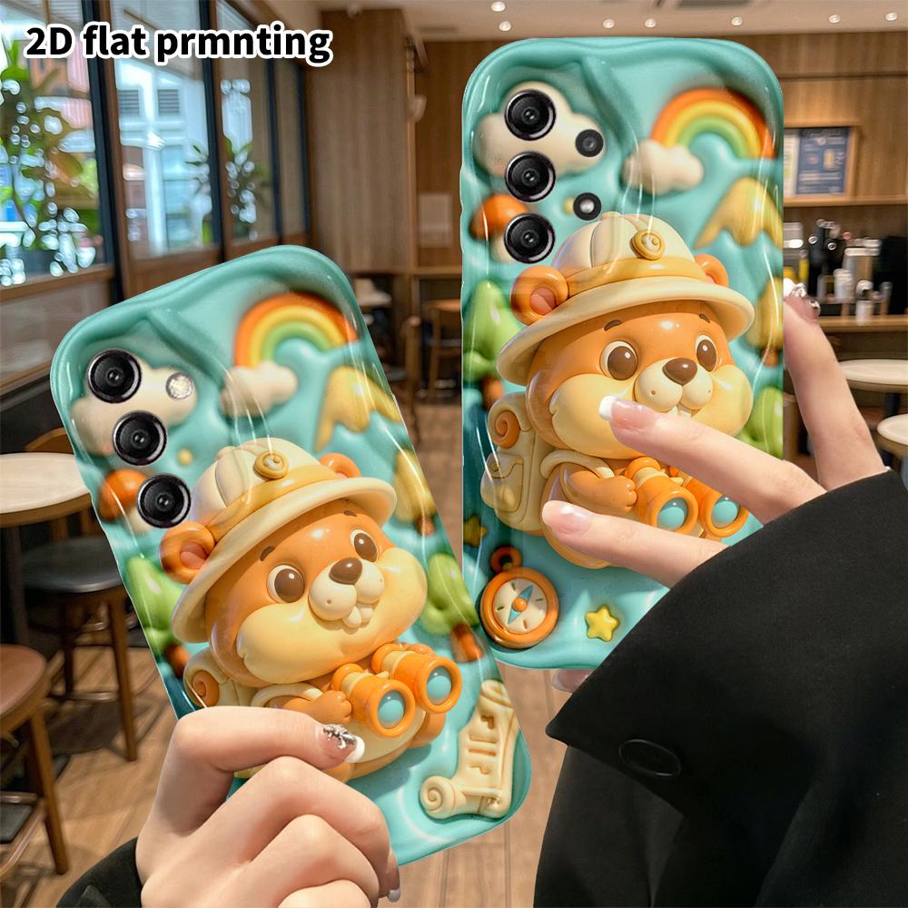 Phone Case: 2D flat, suitable for Samsung Galaxy A34 A35 M05 M06 S20 S22 S21 FE Plus 5G protective case, brown little beaver, perfect Christmas and Ha
