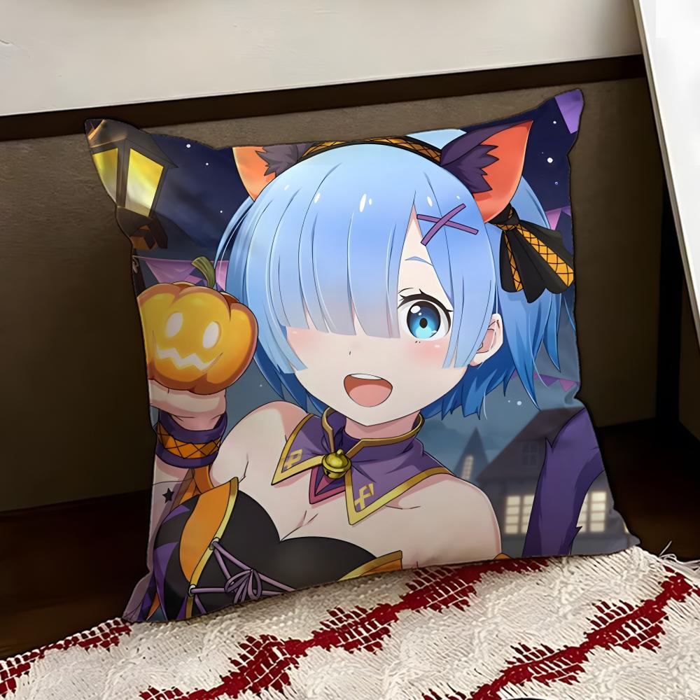 RReZero anime Cushion Cover Reversible Soft Durable Pillow Cover Home Car MultiScene Use for Daily Comfort
