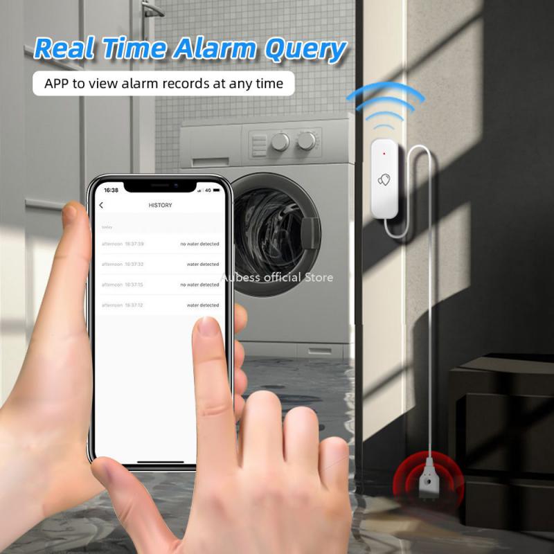 Aubess Tuya WiFi ZigBee Детектор утечки воды Датчик утечки воды с зуммером Детектор перелива через удаленный мониторинг Smart Life