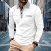 Autumn Men's Casual Button Lapel Solid Color Long Sleeved Polo Shirt