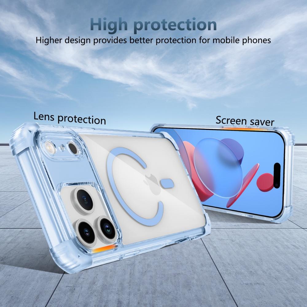 Transparent Shockproof Magnetic Case For iPhone 11 12 13 14 15 16 17 Pro Max Air Plus For Magsafe Magnetic Acrylic Hard Cover