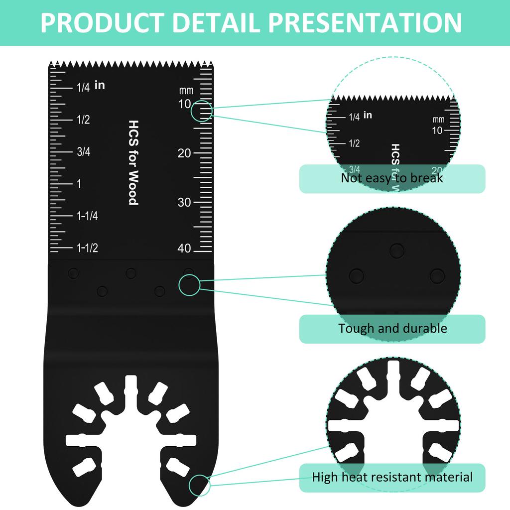33Pcs Oscillating Saw Blades 20-88MM Multi-size Saw Blade High Carbon Steel Oscillating Blades Cutting Saw Blades with Gasket