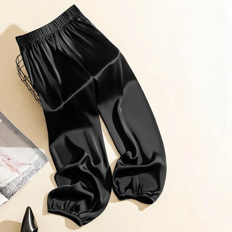 Summer Cool Ice Silk Acetate Bloomers Pants for Women & Men Loose Silk Satin Knickerbockers Acetate Satin Smooth Knickers Pants