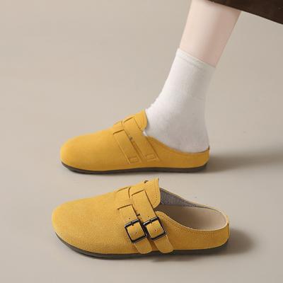 Туфли матовые на плоской подошве на одной педали мягкая подошва мягкая поверхность модные и удобные уродливые и милые ретро женские туфли