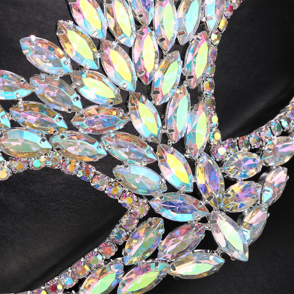 Stonefans Bling Masquerade Face Mask Crystal for Wonen Party Cosplay Carnival Adjustable Rave Statement Rhinestone Mask Jewelry