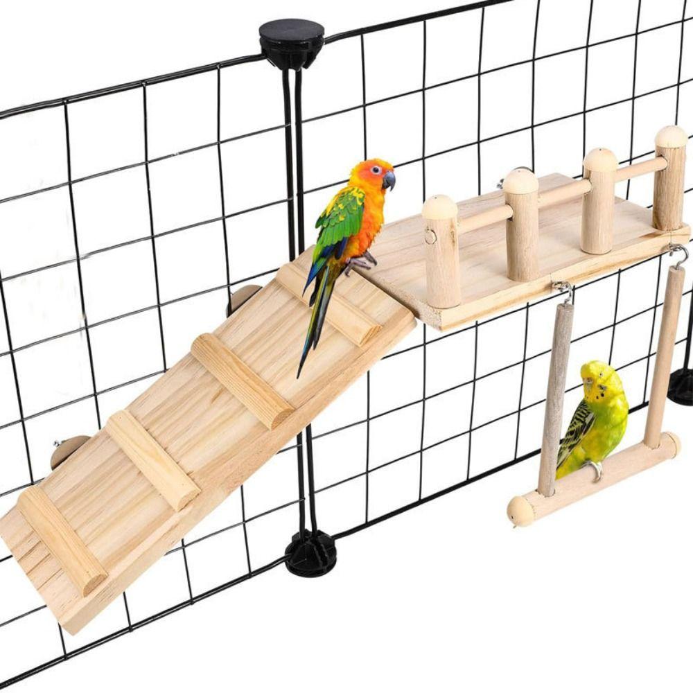 Wooden Bird Swing Climbing Ladder Funny Bird Playing Gyms Exercise Stands Pet Parakeet Toy