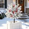 Outdoor Patio Christmas Accents Artificial Poinsettia Flower Yard Stake, Red Floral Ground Spike Decor, Potted Plants Weather?Resistant Fake