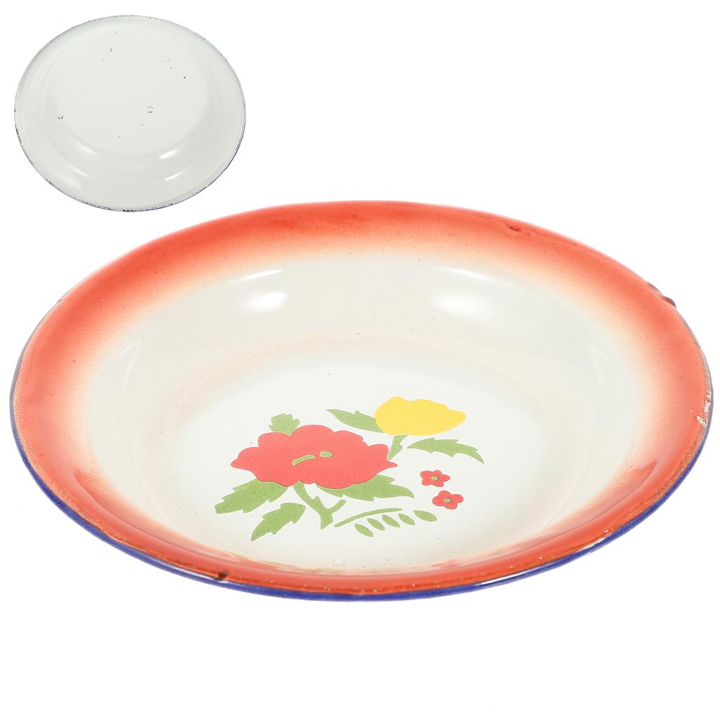 Enamel Fruit Bowl Food Plate Salad Serving Utensils Decor Tableware Dinnerware Decorate Tray Dish