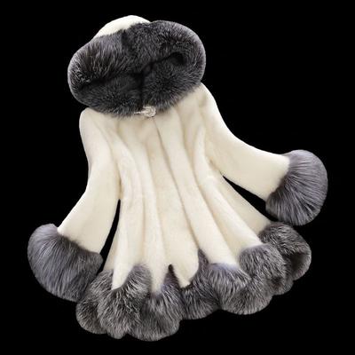 Искусственное меховое пальто женское осенне-зимнее искусственное норковое пальто с воротником из искусственного меха лисы куртка с капюшоном большого размера топы меховые женские рождественские одежды