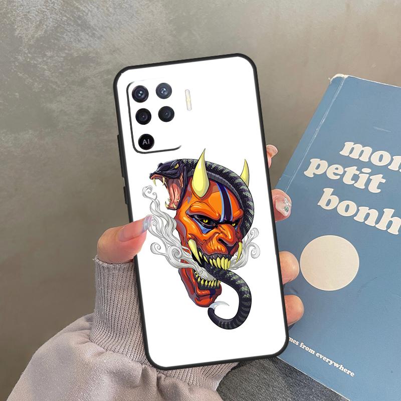 Japanese Oni Hannya Demon Mask Case For Oppo A60 A40 A80 A18 A38 A58 A78 A98 A16 A76 A96 A15 A17 A77 A74 A94 A54 A57S Cover