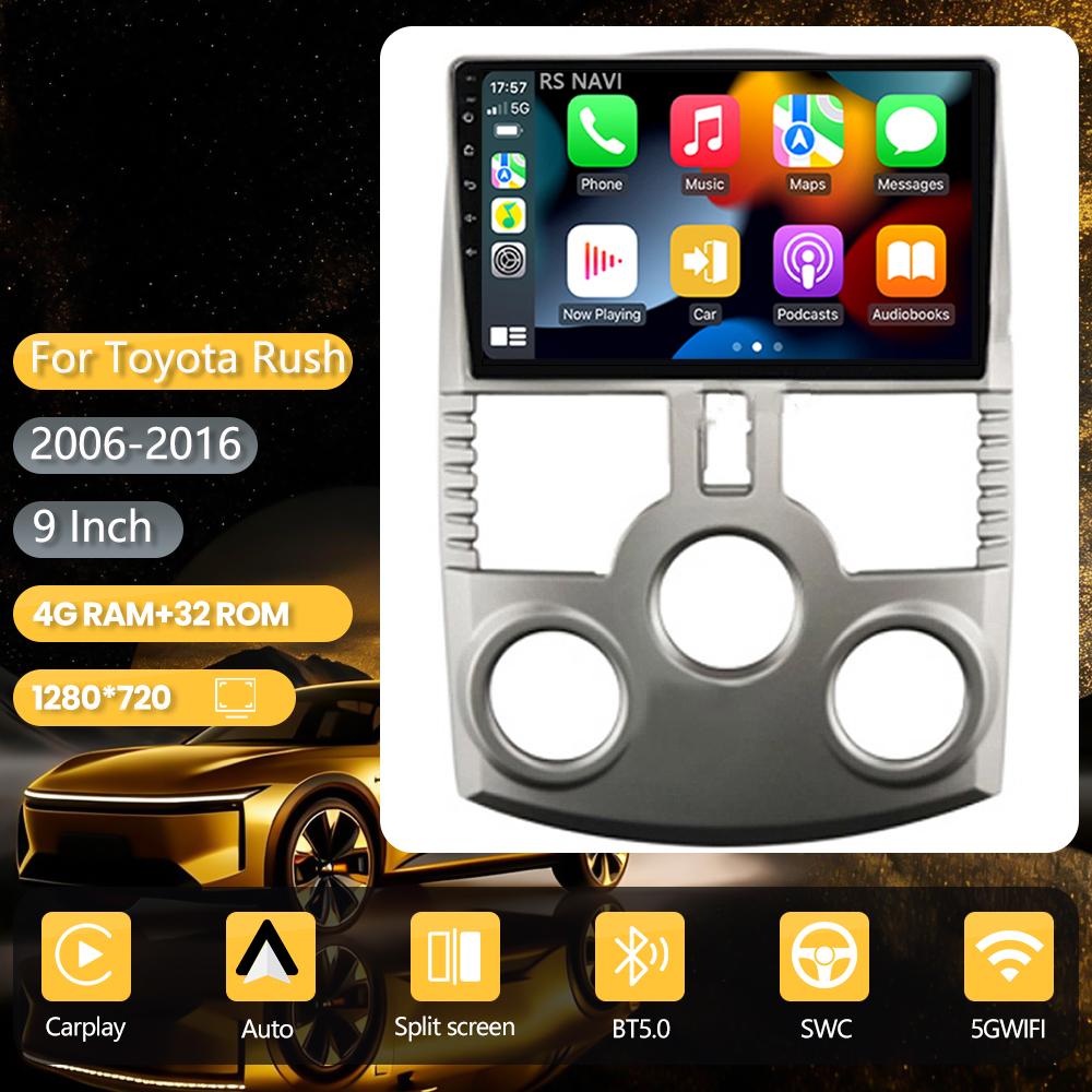 Autoradio Stéréo Android 16 pour Toyota Rush DAIHATSU TERIOS 2006-2016 avec Carplay Auto, Unité Centrale Stéréo RHD Snapdragon