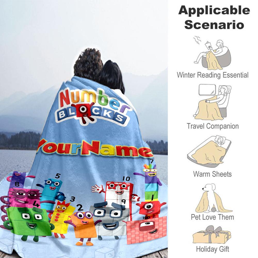 Numberblocks Personalized Text Blanket Throw Personalized Blanket Durable Comfort for Livingroom Nap Bed Couch for All Occasions