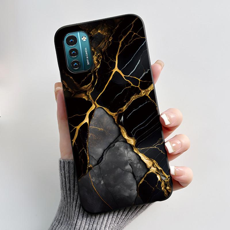 Чехол для Nokia G21 G11 Plus Милый Мультяшный Кролик с Сердечком Черный Мягкий Чехол из ТПУ Силикона Для NokiaG21 G 11 G11Plus Бампер Чехол для Телефона