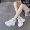 Модные женские кроссовки 2024 года, весна-лето, белые туфли на платформе, на шнуровке, дышащие, повседневные, с внутренней стороны, увеличивающие высоту, массивные кроссовки