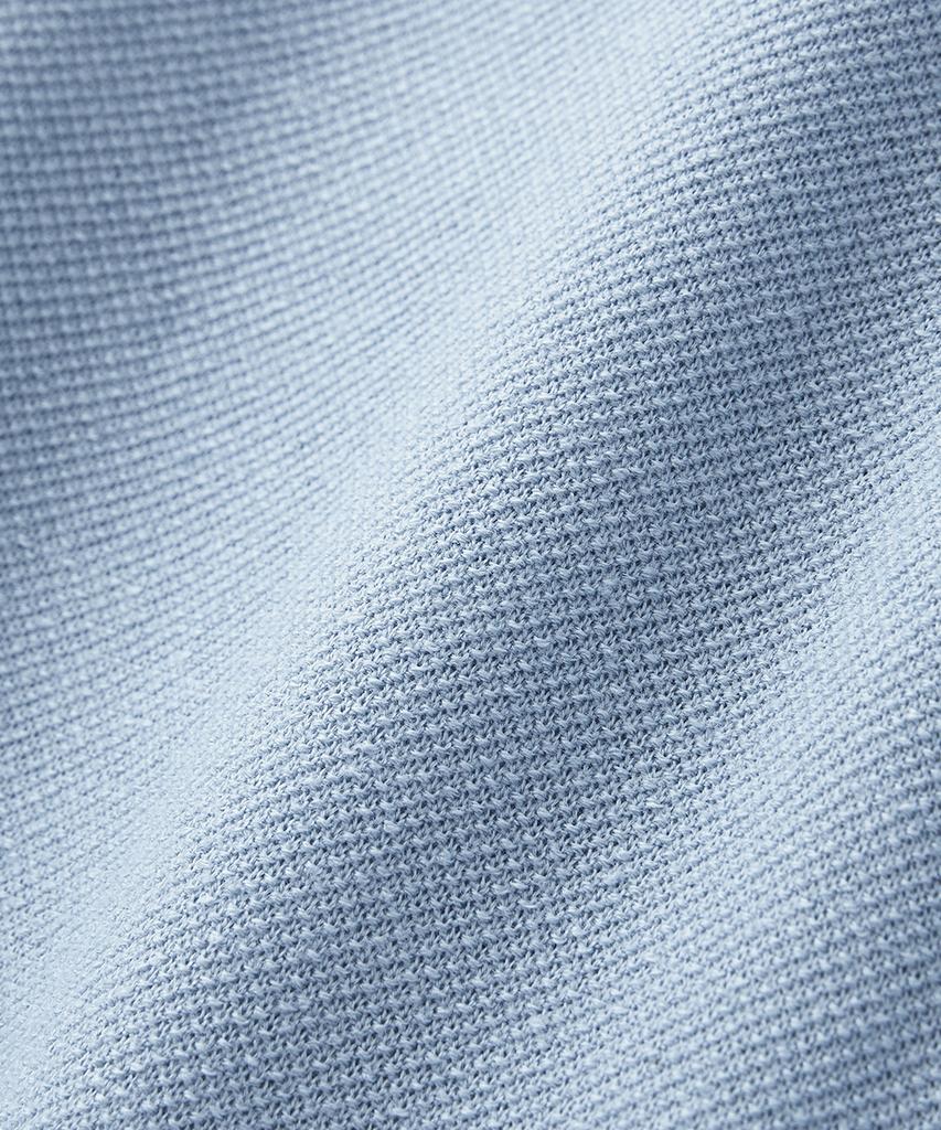 BLOND9 Mesh Pk Round Neck Short Sleeve Knit_Sky Blue