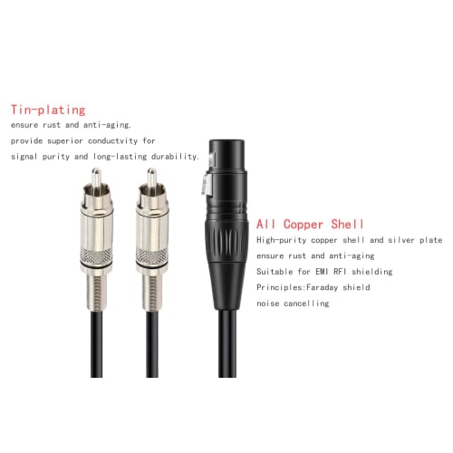 Luxferre XLR To RCA Converter, RCA To XLR Converter Cable, XLR To 2 RCA To XLR Female RCA Cable, 1m Dual RCA Male To XLR Cable, XLR To RCA Converter,
