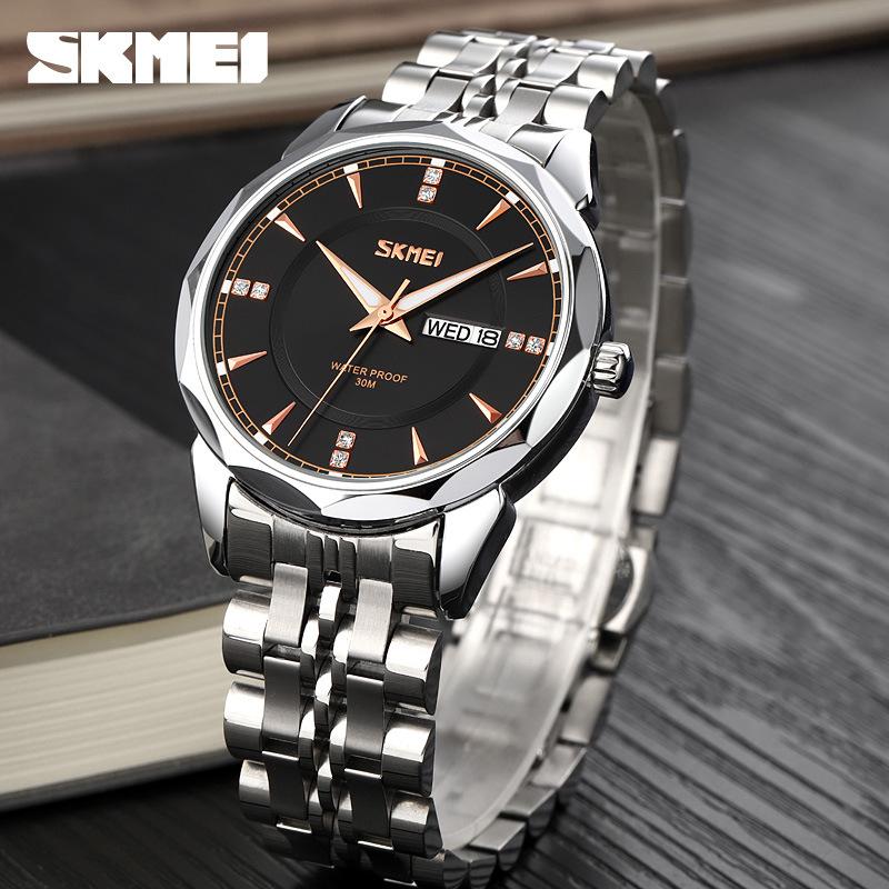 Skmei Fashion Trend Men Watch Waterproof Stainless Steel Calendar Quartz Watch Business Clock Gift Watches for Man