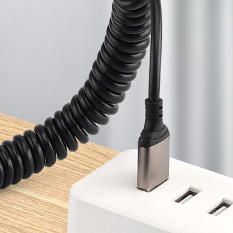 Кабель USB C/A на Type C Кабель для быстрой зарядки 6A Спиральный шнур для автомобиля Автомобиля Телефонов Эффективный шнур питания