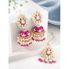 Traditional Gold Plated Jhumki Earrings with Maang Tikka Jewellery Set for Women Girls