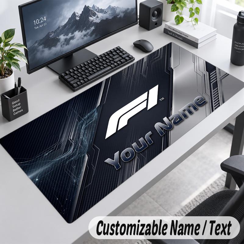 Custom Name Text Mouse Pad F1 Personalized Desk Pad For Work And Gaming