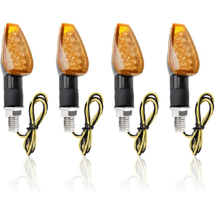 4PCS Motorcycle Turn Signals,14LED Front+Rear Motorcycle Blinkers With Cool Amber Lamp,12V Motorcycle Turn Signal Light Compatible With Yamaha