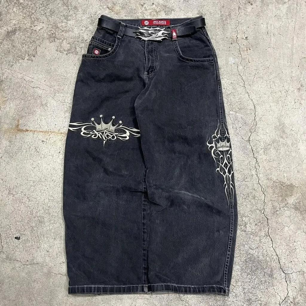 Unisex Y2K Baggy Jeans Men Harajuku 2000s Vintage Embroidered Jeans Hip Hop Streetwear Women Casual Wide Leg Jeans